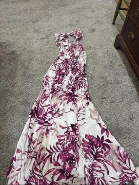 Maxi Floral Sundress in White and Plum